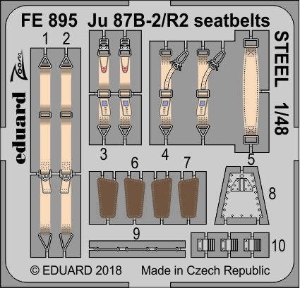 Ceintures de sécurité Eduard FE895 Ju 87B-2/ R2 STEEL AIRFIX 1/48