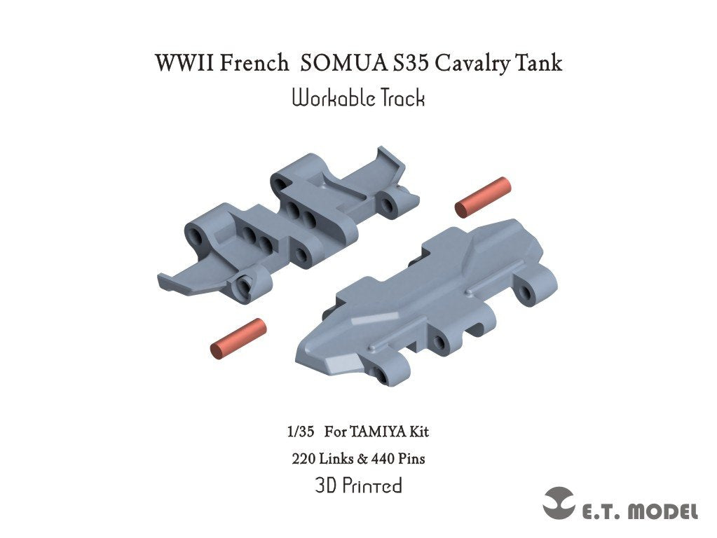 ET Model P35-032 WWII French SOMUA S35 Cavalry Tank Workable Track ( 3D Printed ) 1/35