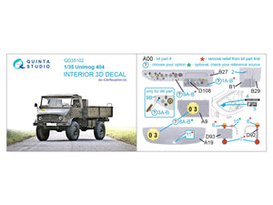 Quinta Studio QD35102 Unimog 404 3D-Printed &amp;amp; colored Interior on decal paper (ICM) 1/35 – imagen 2