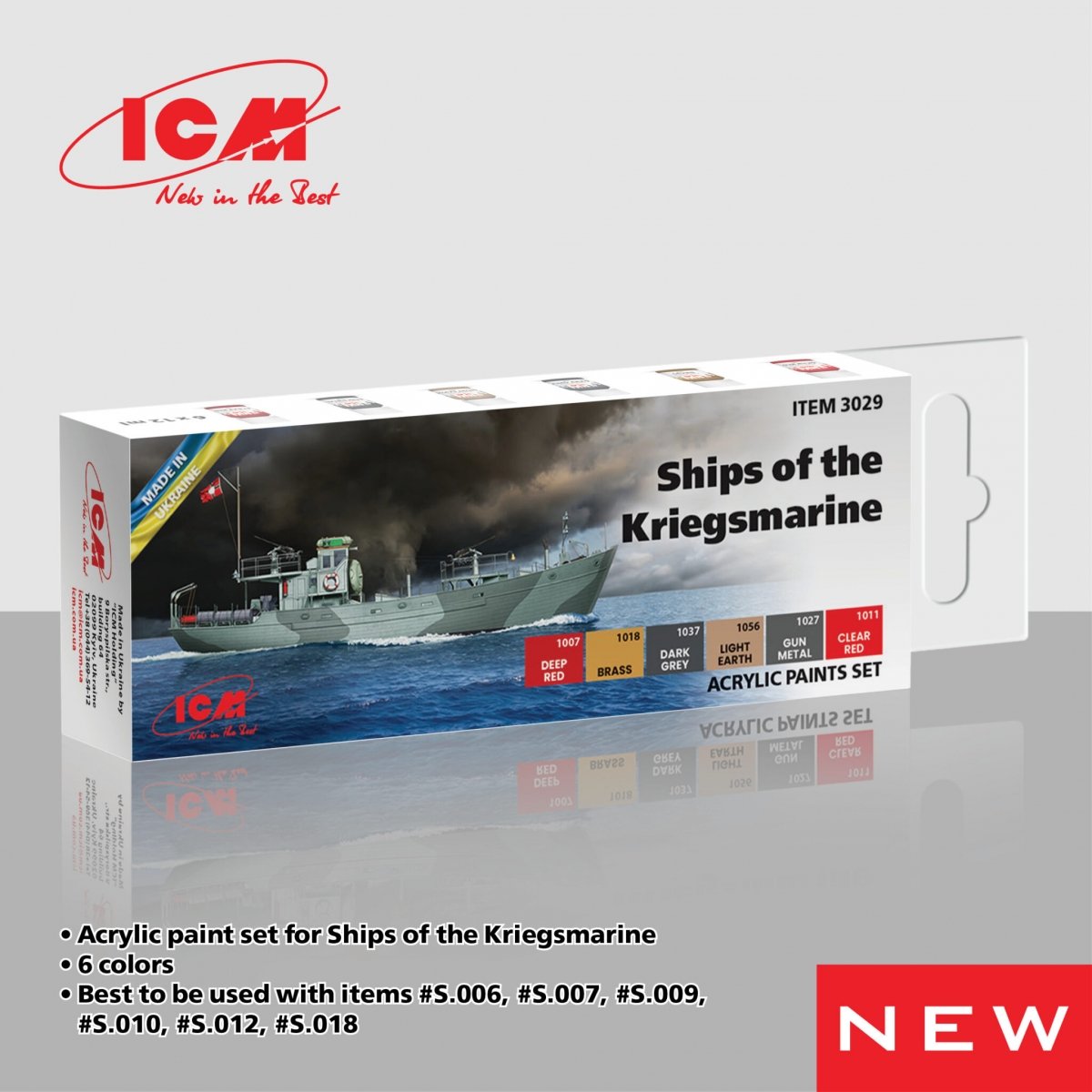 ICM 3029 Acrylic paints set for ships of the Kriegsmarine 6x12ml