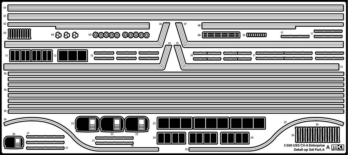 MK1 Design MD-20021 US Navy Aircraft Carrier CV-6 Enterprise Detail Up Parts Dx for Trumpeter 1/200 – Bild 49