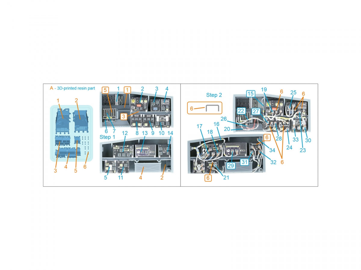 Quinta Studio QD+35144 AH-64A forward avionics bays 3D-Printed &amp;amp; colored Interior on decal paper (Trumpeter) (with 3D-printed resin parts) 1/35 – immagine 7