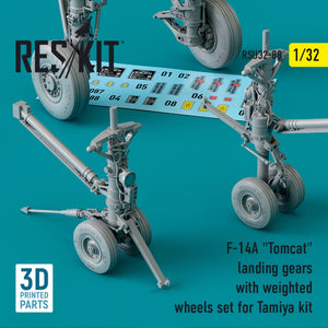 RESKIT RSU32-0088 F-14A &amp;quot;TOMCAT&amp;quot; LANDING GEARS WITH WEIGHTED WHEELS SET FOR TAMIYA KIT (3D PRINTED) 1/32 – Bild 2