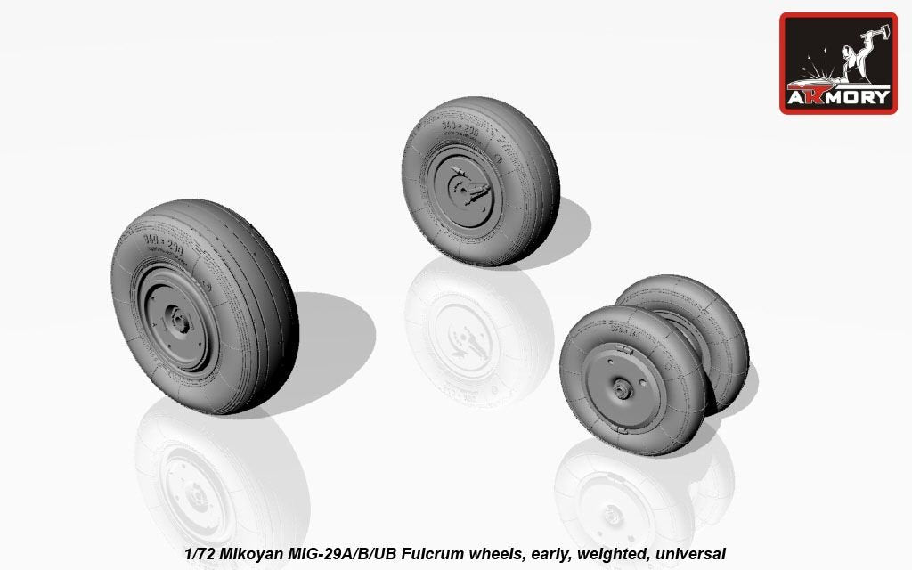 Armory Models AW72037 Mikoyan MiG-29A/B/UB Fulcrum weighted wheels, early 1/72 – image 2