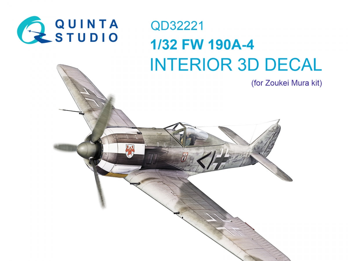 Quinta Studio QD32221 FW 190A-4 3D-Printed colored Interior on decal paper (Zoukei Mura SWS) 1/32