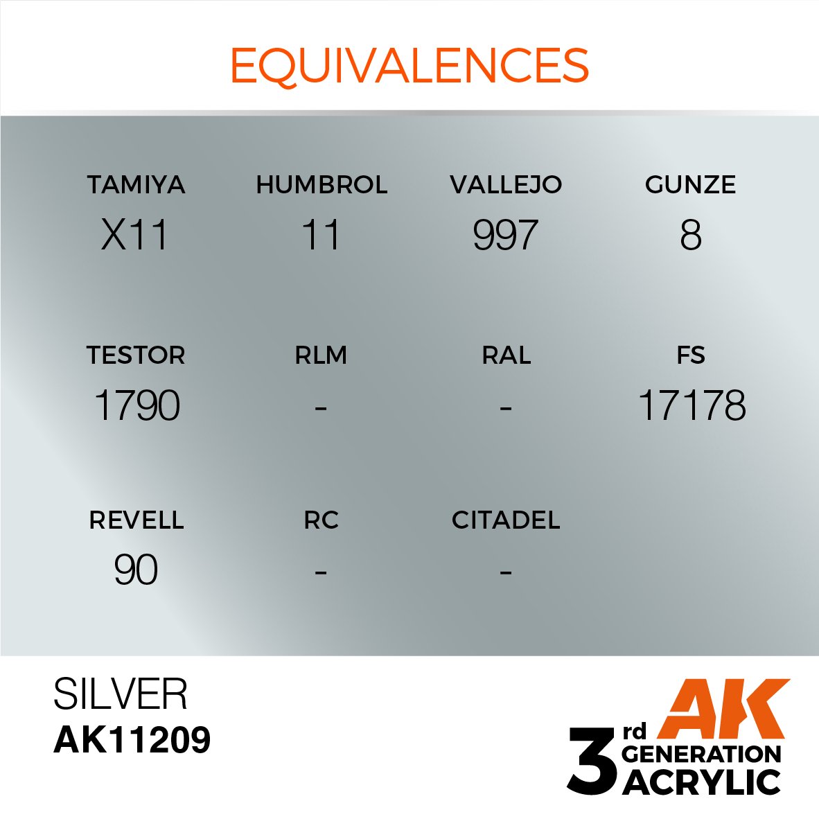 AK Interactive AK11209 SILVER – METALLIC 17ml – imagen 3
