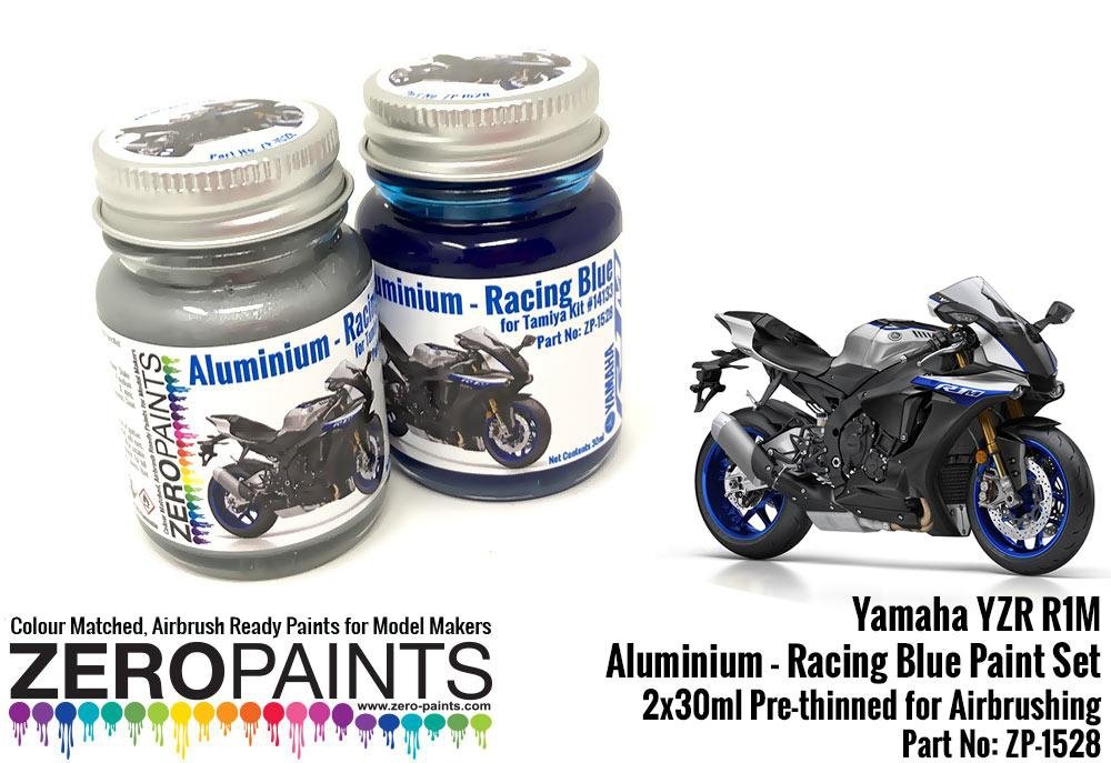 Zero Paints ZP-1528 Yamaha YZR R1M - Aluminum and Racing Blue Paint Set 2x30ml
