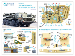 Intérieur imprimé en 3D et coloré sur papier décalcomanie Quinta Studio QD35131 BM-30 Smerch (Meng) 1/35 – image 2