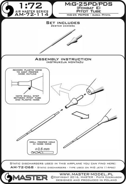 Master AM-72-114 MiG-25PD/PDS (Foxbat E) - Pitot Tube 1/72 – Bild 4