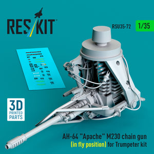 RESKIT RSU35-0072 AH-64 &amp;quot;Apache&amp;quot; M230 chain gun (in fly position) for Trumpeter kit (3D Printed) 1/35