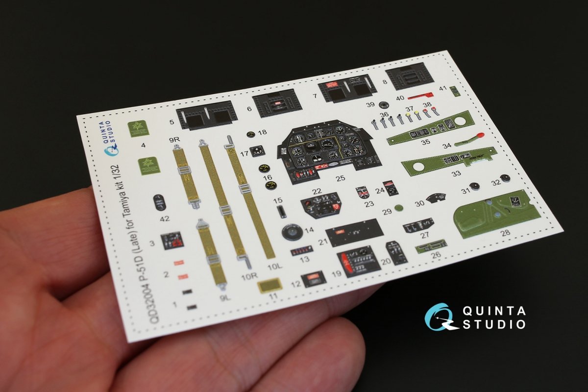 Quinta Studio QD32004 P-51D (Late) 3D-Printed &amp;amp; colored Interior on decal paper (for Tamiya kit) 1/32 – obrázek 3