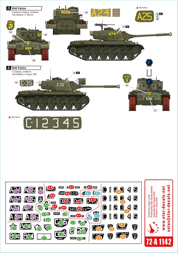 Star Decals 72-A1142 Korean War 1950-53 #3. USMC Tanks. Patton. 1/72 – image 2