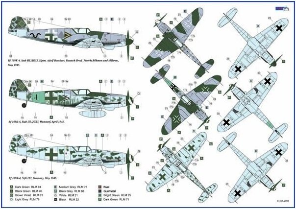 AML D32001 Decal Messerschmitt Bf 109K-4 part I 1/32 – obrázek 5