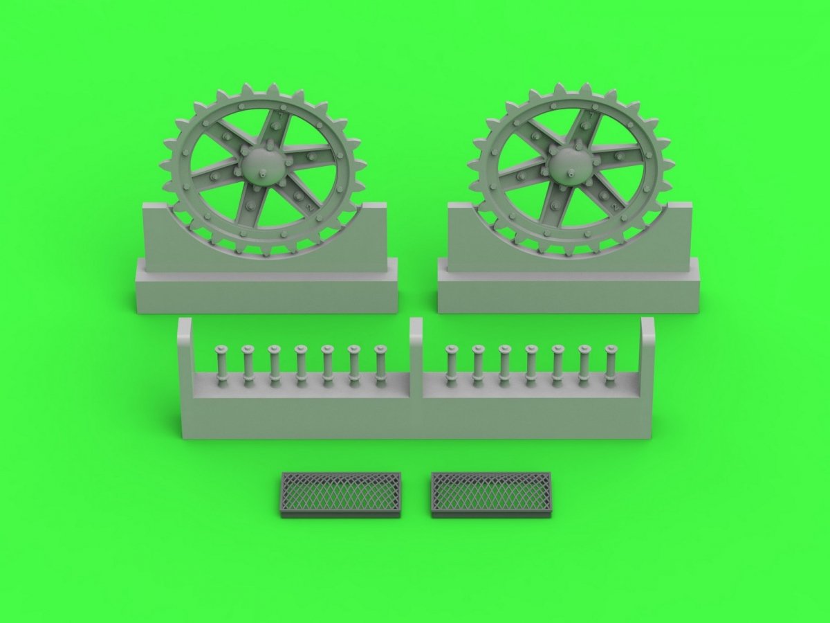 Master GM-35-037 Polish light tank 7TP - drive wheels and engine cover mesh (for IBG set) 1/35