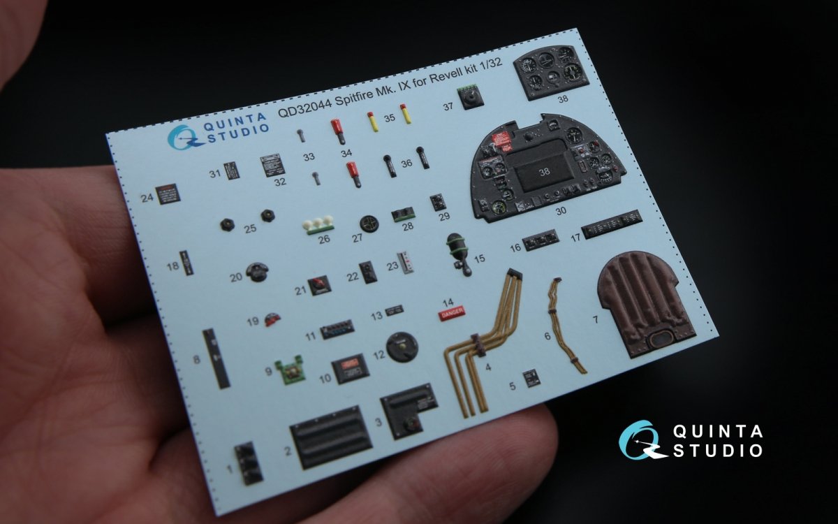 Quinta Studio QD32044 Spitfire Mk. IX 3D-Printed &amp;amp; colored Interior on decal paper (for Revell kit) 1/32 – Bild 3