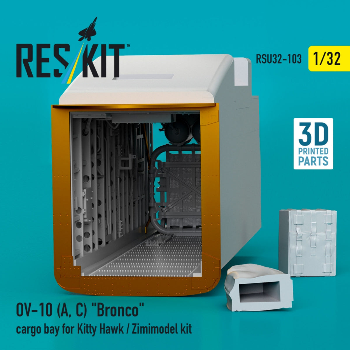 RESKIT RSU32-0103 OV-10 (A,C) "Bronco" cargo bay for Kitty Hawk / Zimimodel kit (3D Printed) 1/32