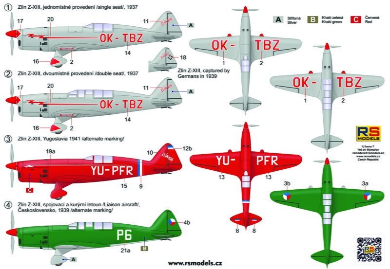 RS Models 92283 Zlin Z-XIII - Double Kit (2 Kits In Box) 1/72 – image 2
