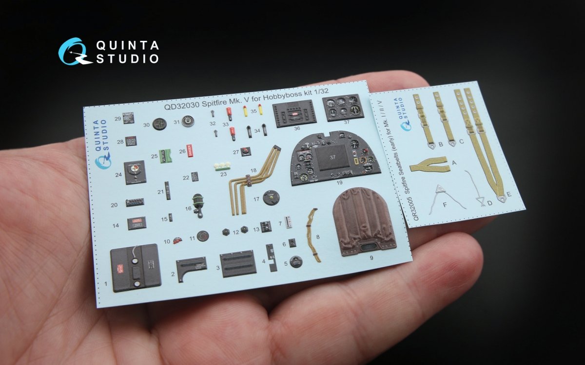 Quinta Studio QD32030 Spitfire Mk.V 3D-Printed &amp;amp; colored Interior on decal paper (for Hobbyboss kit) 1/32 – Bild 2