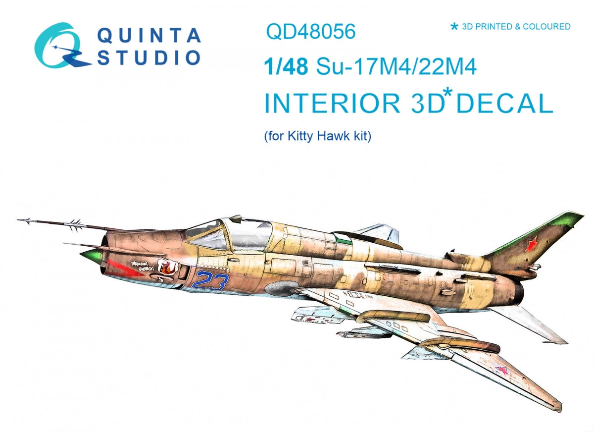 Quinta Studio QD48056 Su-17M4/22M4 3D-Printed colored Interior on decal paper (for KittyHawk kit) 1/48