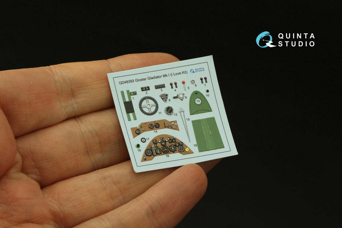 Quinta Studio QD48393 Gloster Gladiator MKI 3D-Printed &amp;amp; colored Interior on decal paper (I Love Kit) 1/48 – image 4