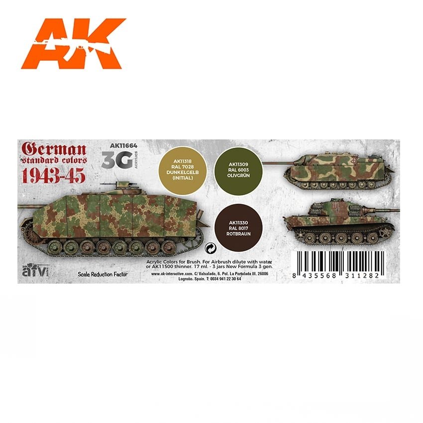 AK Interactive AK11664 3G GERMAN STANDARD COLORS 1943-1945 3x17 ml – image 2
