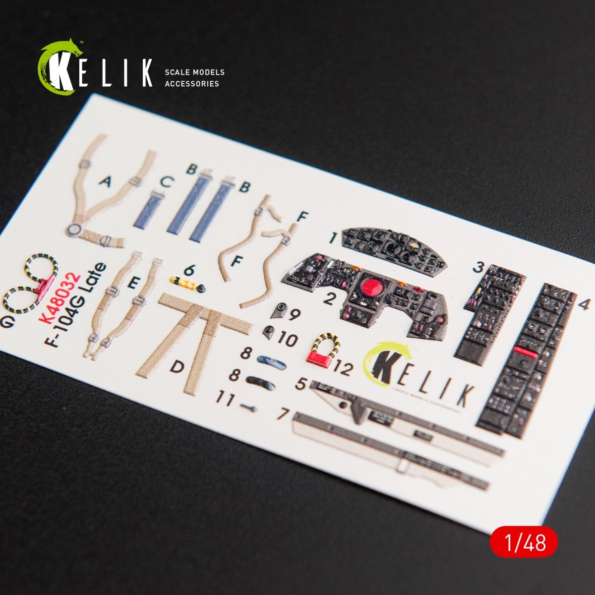 KELIK K48032 F-104G &amp;quot;STARFIGHTER&amp;quot; LATE TYPE INTERIOR 3D DECALS FOR HASEGAWA KIT 1/48