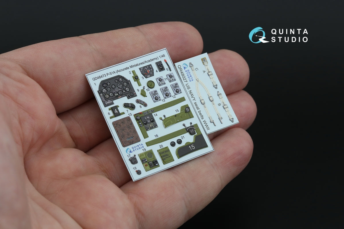 Quinta Studio QD48473 P-51A 3D-Printed colored Interior on decal paper (Accurate Miniatures/Academy) 1/48 – Bild 3