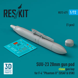 RESKIT RS72-0471 SUU-23 20mm gun pod (close gun bay) for F-4 &amp;quot;Phantom II&amp;quot; (USAF) (1 pcs) (3D Printed) 1/72 – Bild 2