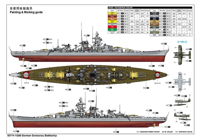 Trumpeter 03714 German Battleship Gneisenau 1/200 – zdjęcie 4