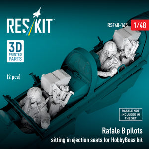 RESKIT RSF48-0165 Rafale B pilots sitting in ejection seats for HobbyBoss kit (2 pcs) (3D Printed) 1/48