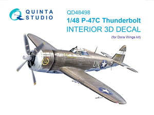 Quinta Studio QD48498 P-47С Thunderbolt 3D-Printed &amp;amp; colored Interior on decal paper (Dora Wings) 1/48