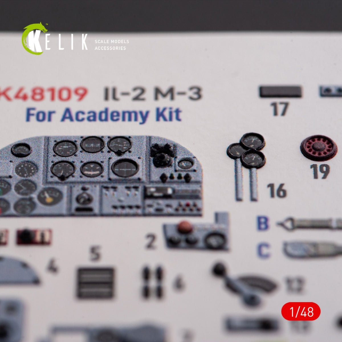 KELIK K48109 IL-2M3 - interior 3D decals for Academy/Accurate Miniatures kit 1/48 – obrázek 6