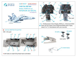 Quinta Studio QDS+48347 FA-18D late 3D-Printed colored Interior on decal paper (Hasegawa) (with 3D-printed resin parts) (Small version) 1/48 – image 2