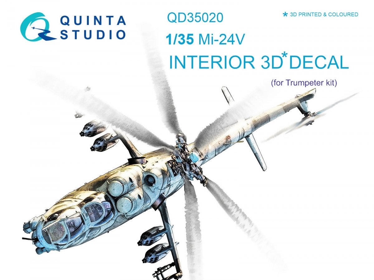 Quinta Studio QD35020 Mi-24V 3D-Printed &amp; colored Interior on decal paper (for Trumpeter kit) 1/35