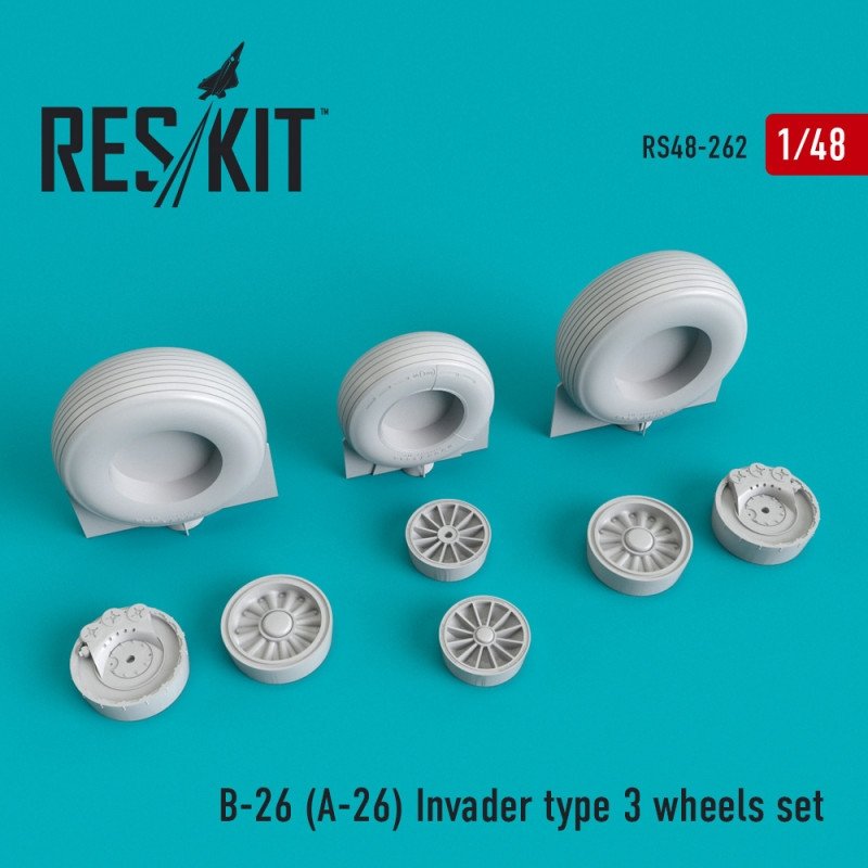 RESKIT RS48-0262 B-26 (A-26) Invader type 3 wheels set 1/48