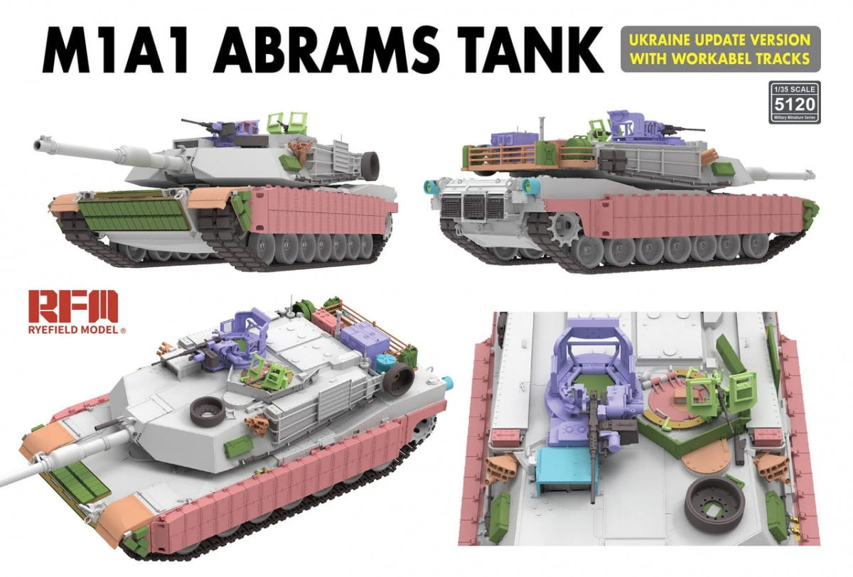 Rye Field Model 5120 M1A1 ABRAMS TANK Ukraine Update Version with Workable Tracks 1/35 – immagine 2