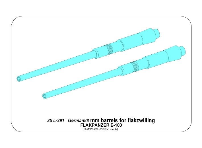 Aber 35L-291 Barrels 88mm for Flakpanzer E-100 / Barrels 88mm for Flakpanzer E-100 (Amusing Hobby) 1/35