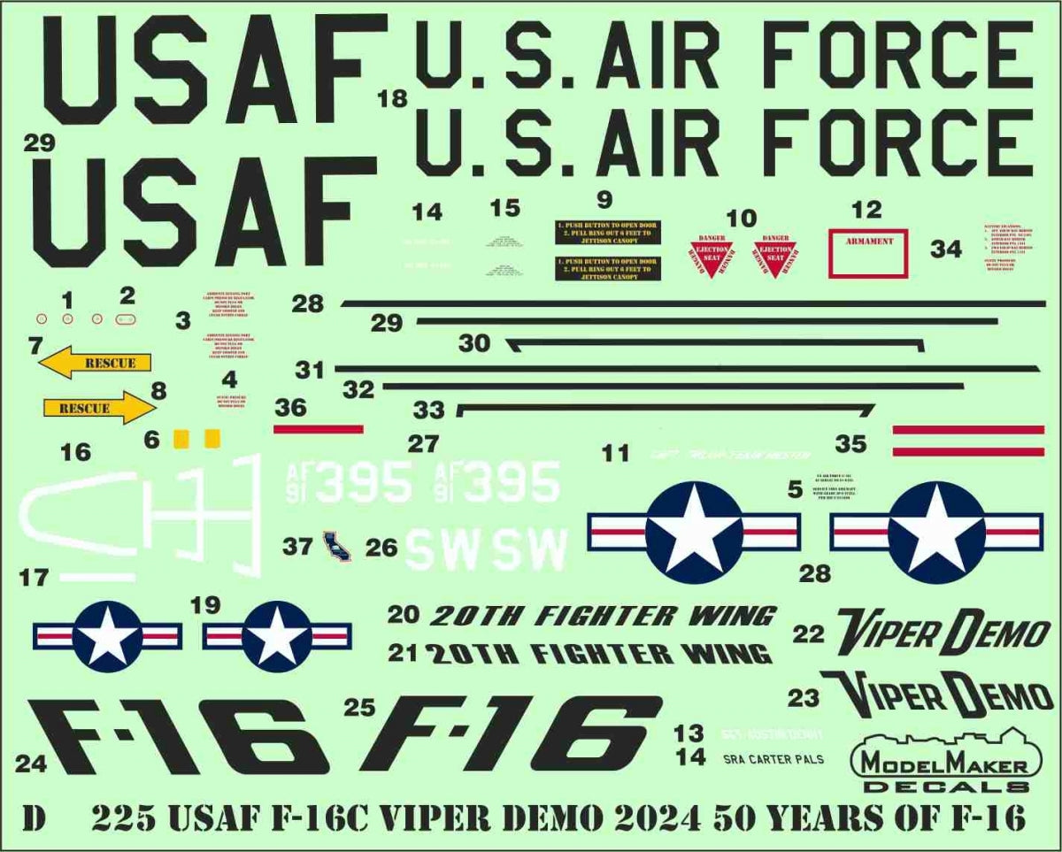 ModelMaker Decals D48225 USAF F-16C Viper Demo 2024 50 Years of F-16 1/48 – Bild 2
