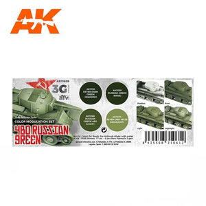 AK Interactive AK11639 4BO RUSSIAN GREEN MODULATION SET 4x17ml – obrázek 2
