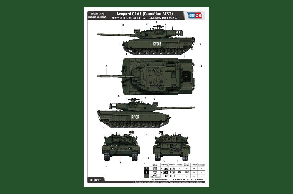 Hobby Boss 84502 Leopard C1A1 (Canadian MBT) 1/35 – obrázek 3