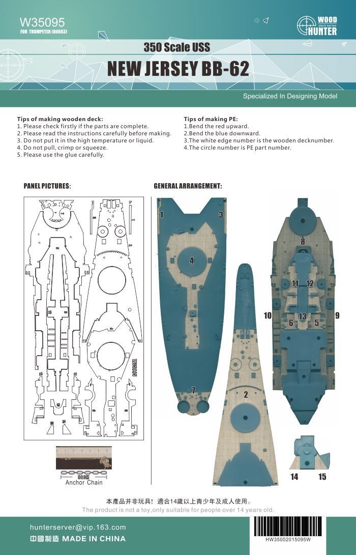 Wood Hunter W35095 USS NEW JERSEY BB-62 1/350 – image 3