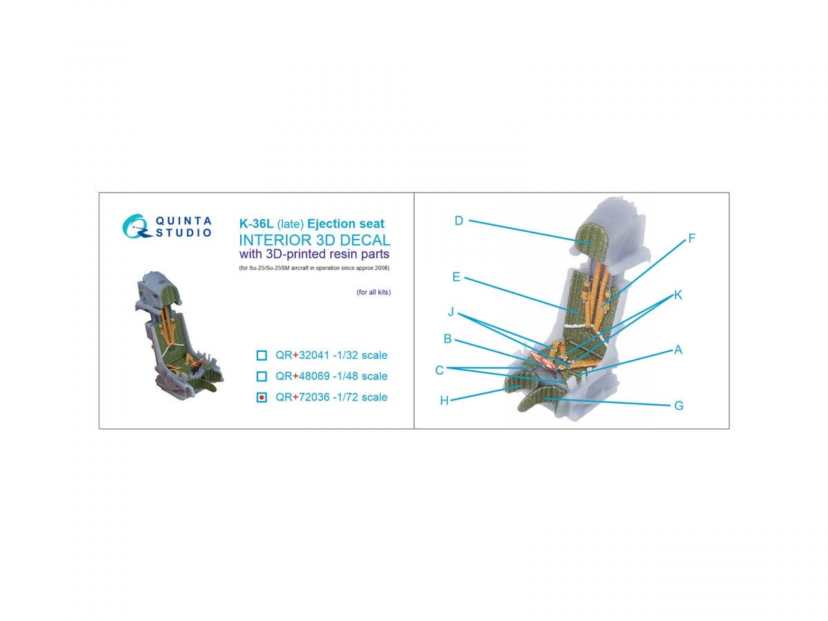 Quinta Studio QR+72036 K-36L (late) ejection seat (for Su-25/Su-25SM aircraft since 2008) (All kits) 1/72 – Bild 3
