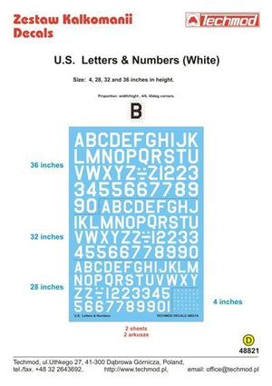Techmod 48821 US Letters &amp;amp; Numbers white (1/48)