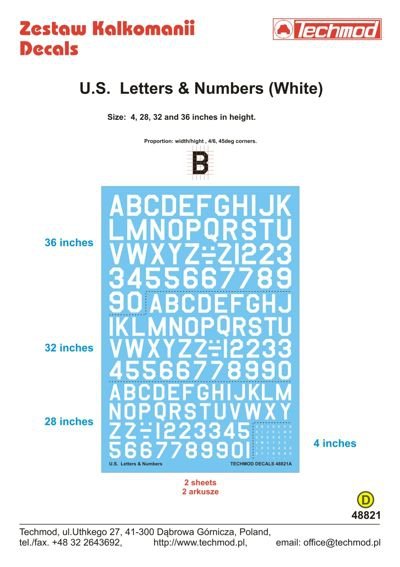 Techmod 48821 US Letters &amp;amp; Numbers white (1/48)