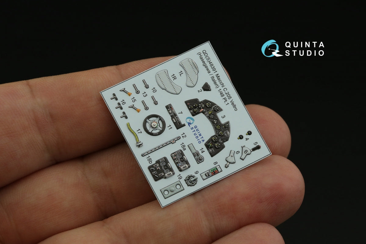 Quinta Studio QDS-48391 Macchi C.205 Veltro 3D-Printed &amp;amp; colored Interior on decal paper (Hasegawa/Italeri) (Small version) 1/48 – Bild 3