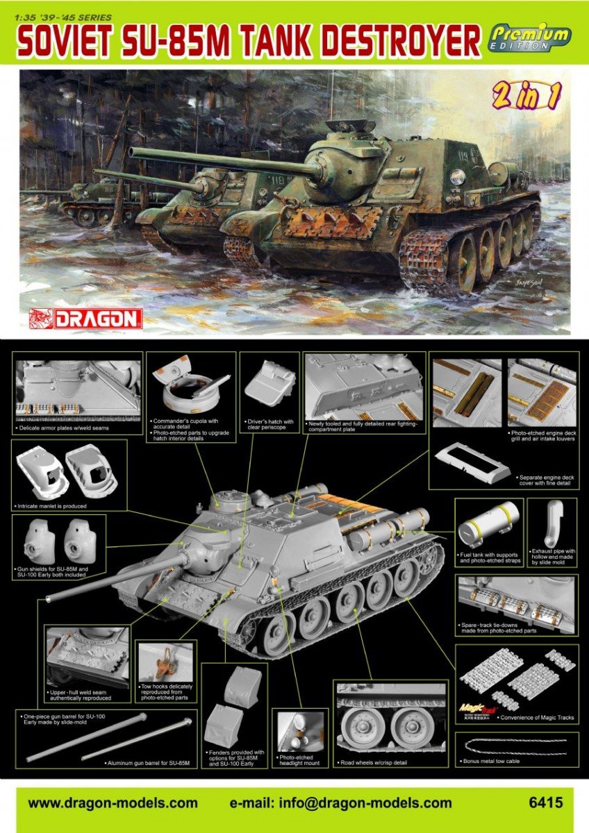 Dragon 6415 Soviet SU-85M Tank Destroyer 1/35 – obrázek 2