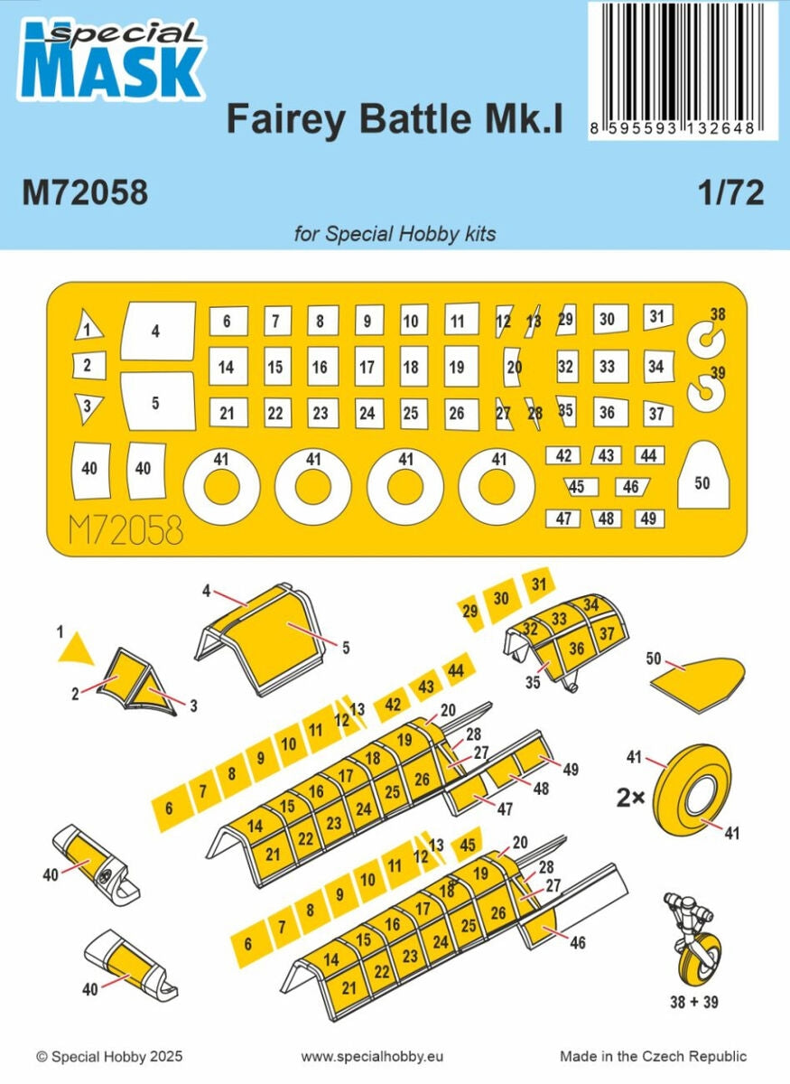 Special Hobby M72058 Fairey Battle Mk.I Mask (For Special Hobby) 1/72