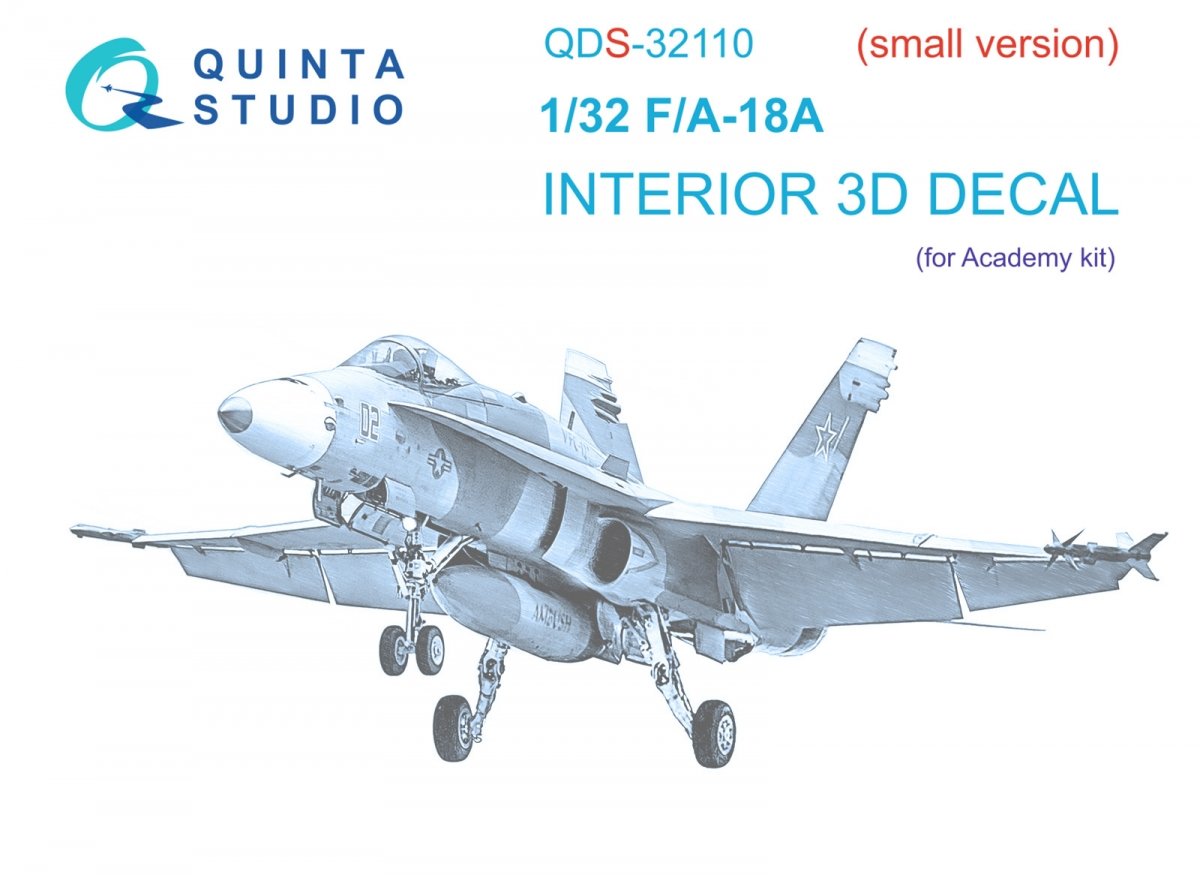 Quinta Studio QDS-32110 F/A-18A 3D-Printed & coloured Interior on decal paper (Academy) (Small version) 1/32