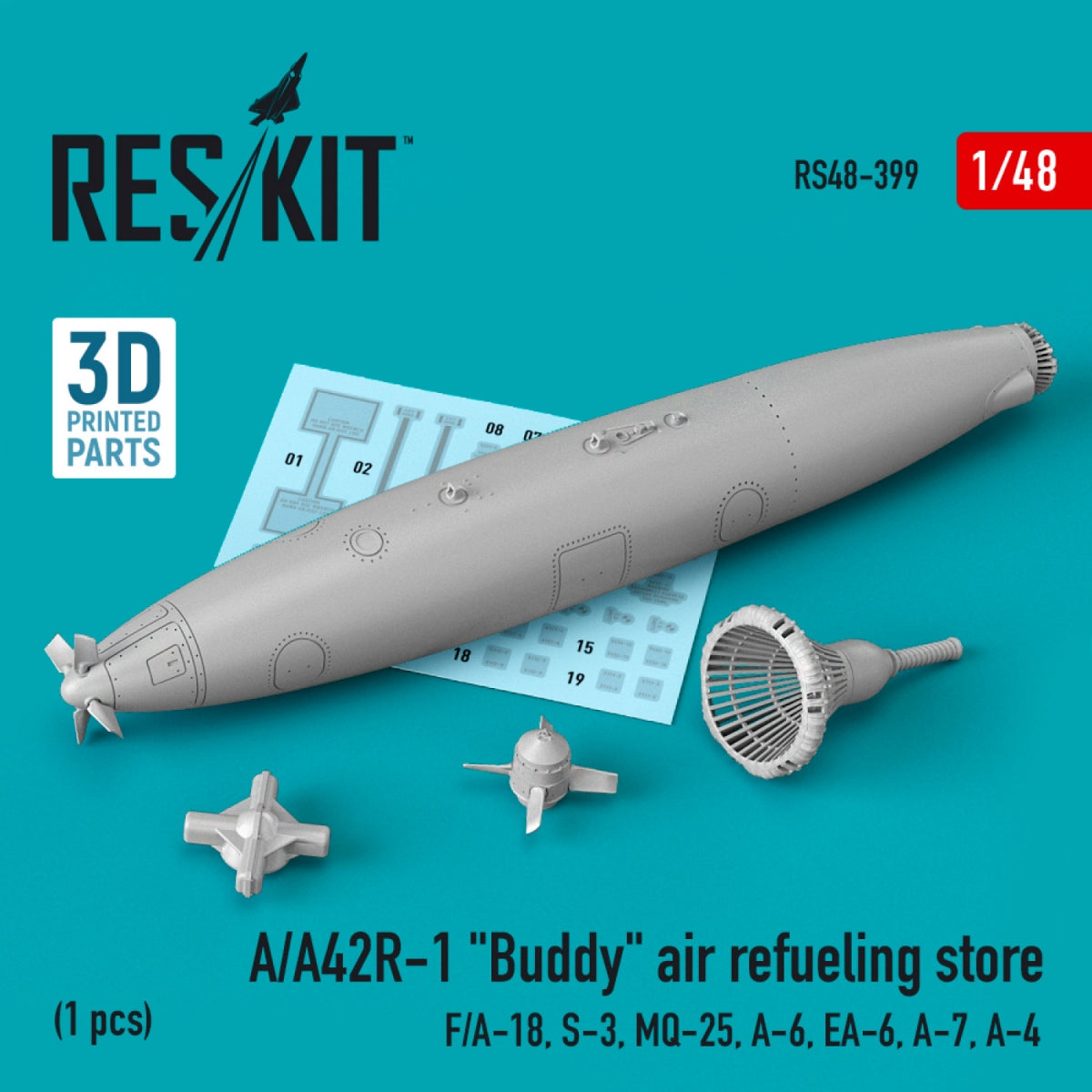 RESKIT RS48-0399 A/A42R-1 "BUDDY" AIR REFUELING STORE (1 PCS) (3D PRINTED) 1/48