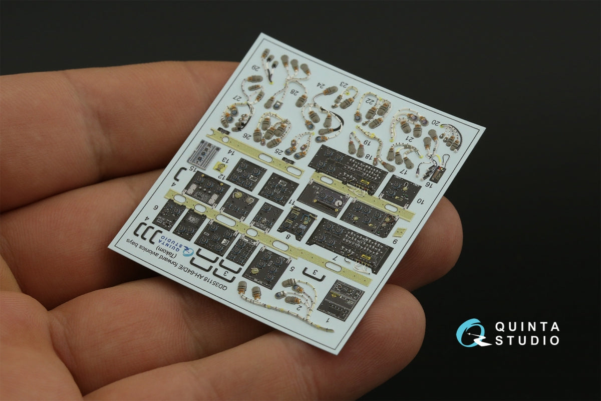 Quinta Studio QD35118 AH-64D Extended forward avionics bays 3D-Printed &amp;amp; colored Interior on decal paper (Takom) 1/35 – Bild 6